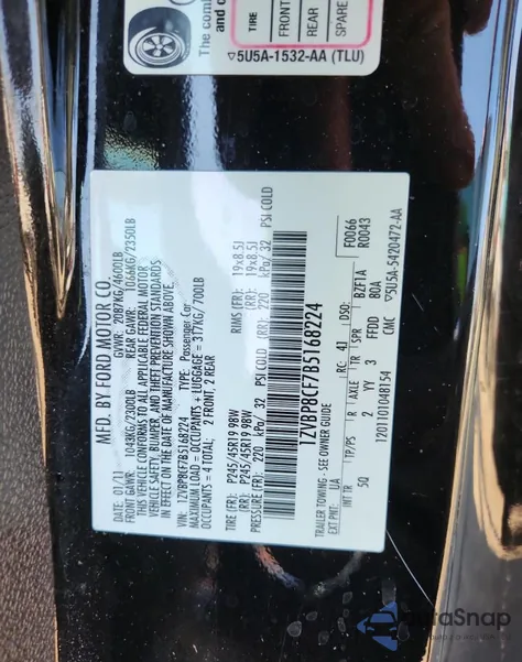 2011 Ford Mustang Gt from USA, damaged, VIN 1ZVBP8CF7B5168224